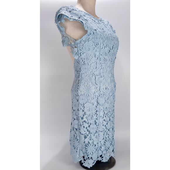 Lulus Romance Language Blue Floral Crochet Lace Mini Dress Backless Size Small - Picture 4 of 9